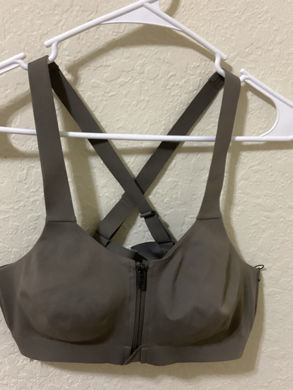 Victoria secret Front-Zip Crisscross Sports Bra in Taupe